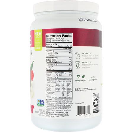 Växtbaserat, Växtbaserat Protein, Sportnäring: Vega, Protein & Greens, Berry Flavored, 1.34 lbs (609 g)