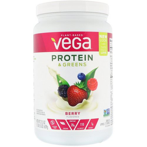Vega, Protein & Greens, Berry Flavored, 1.34 lbs (609 g) Review