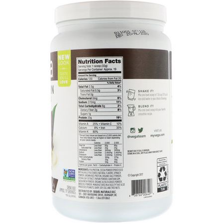 Växtbaserat, Växtbaserat Protein, Idrottsnäring: Vega, Protein & Greens, Chocolate Flavored, 1.36 lbs (618 g)
