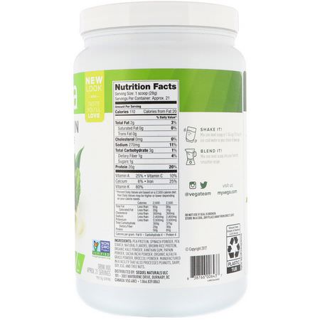 Växtbaserat, Växtbaserat Protein, Sportnäring: Vega, Protein & Greens, Plain Unsweetened, 1.3 lbs (586 g)