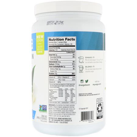 Växtbaserat, Växtbaserat Protein, Idrottsnäring: Vega, Protein & Greens, Vanilla Flavored, 1.35 lbs (614 g)