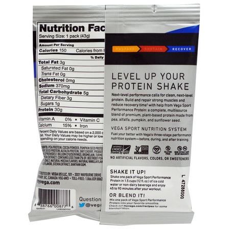 Växtbaserat, Växtbaserat Protein, Idrottsnäring: Vega, Sport Performance Protein, Mocha, 1.5 oz (43 g)