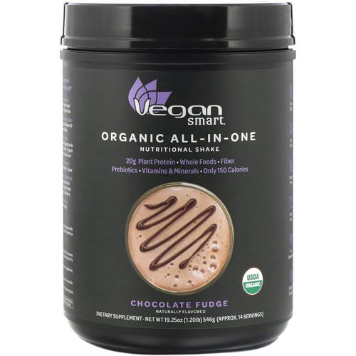 VeganSmart, Organic All-In-One Nutritional Shake, Chocolate Fudge, 19.25 oz (546 g) Review