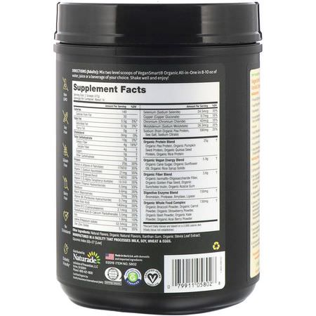 Växtbaserat, Växtbaserat Protein, Idrottsnäring: VeganSmart, Organic All-In-One Nutritional Shake, Vanilla Creme, 18.27 oz (518 g)