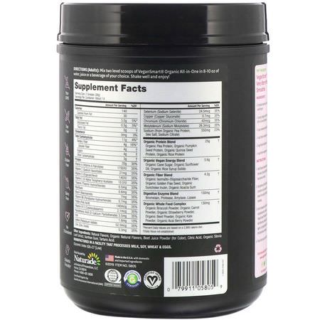 Växtbaserat, Växtbaserat Protein, Sportnäring: VeganSmart, Organic All-In-One Nutritional Shake, Wild Berries, 18.76 oz (532 g)