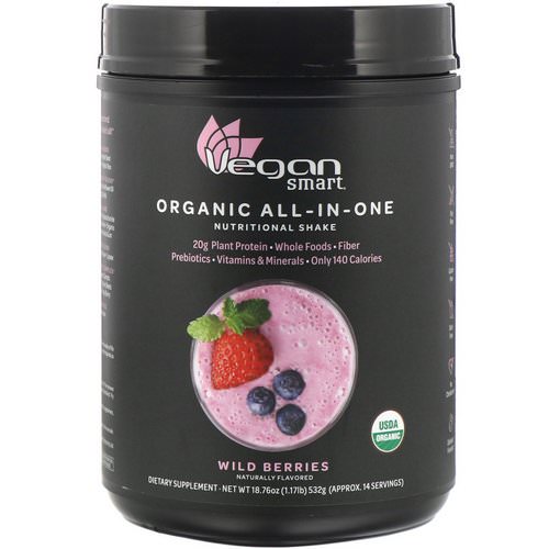 VeganSmart, Organic All-In-One Nutritional Shake, Wild Berries, 18.76 oz (532 g) Review