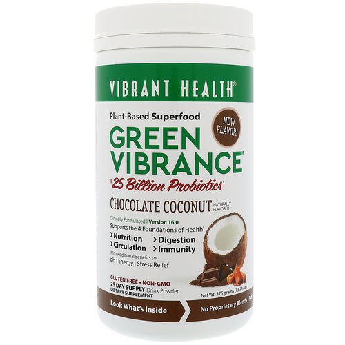 Vibrant Health, Green Vibrance +25 Billion Probiotics, Version 16.0, Chocolate Coconut, 13.23 oz (375 g) Review
