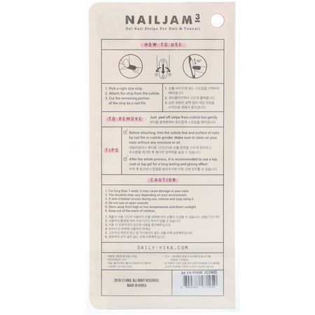 Nagellack, Naglar, Smink, K-Beauty: Vika Nailjam, Gel Nail Strips For Nails & Toenails, Pink Icing, 38 Strips