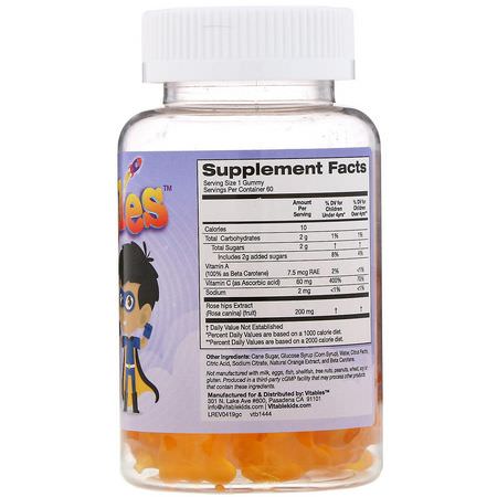 Influensa, Hosta, Förkylning, Kosttillskott: Vitables, Gummy Vitamin C for Children, No Gelatin, Orange Flavor, 60 Vegetarian Gummies