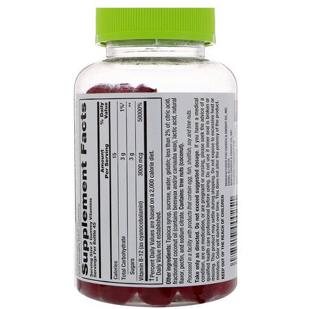 B12, Vitamin B, Vitaminer, Kosttillskott: VitaFusion, Extra Strength B-12, Natural Cherry Flavor, 3000 mcg, 90 Gummies