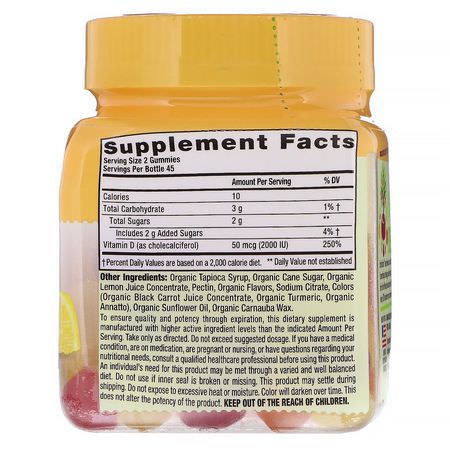 D3 Cholecalciferol, D-Vitamin, Vitaminer, Kosttillskott: VitaFusion, Organic Vitamin D3, Citrus & Berry, 50 mcg (2000 IU), 90 Gummies