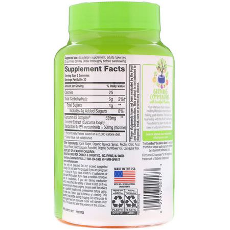 Curcumin, Gurkmeja, Antioxidanter, Kosttillskott: VitaFusion, Turmeric Curcumin, Natural Mango Cream Flavor, 500 mg, 60 Gummies