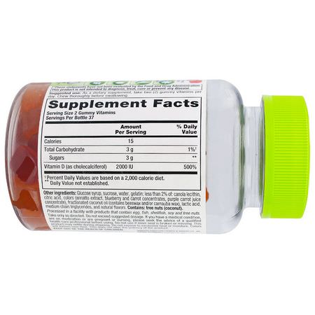 D3 Cholecalciferol, D-Vitamin, Vitaminer, Kosttillskott: VitaFusion, Vitamin D3, Natural Peach, Blackberry & Strawberry Flavors, 2000 IU, 75 Gummies