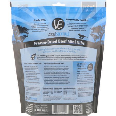 Husdjur Behandlar, Husdjur: Vital Essentials, Freeze-Dried Entree For Dogs, Beef Mini Nibs, 1 lb. (453 g)