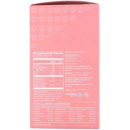 Kollagentillskott, Fog, Ben, Kosttillskott: Vital Proteins, Beauty Collagen, Strawberry Lemon, 14 Packets, 0.56 oz (16 g) Each