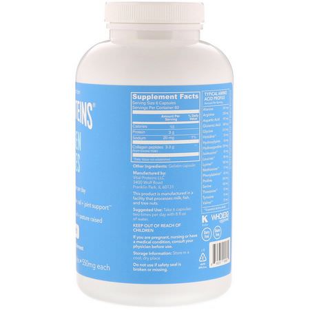 Kollagentillskott, Fog, Ben, Kosttillskott: Vital Proteins, Collagen Peptides, 550 mg, 360 Capsules