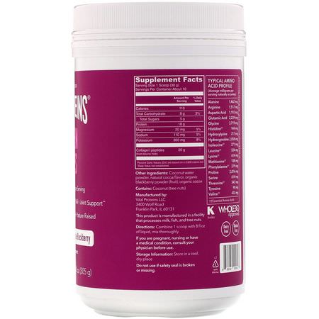 Kollagentillskott, Fog, Ben, Tillskott: Vital Proteins, Collagen Peptides, Dark Chocolate Blackberry, 10.8 oz (305 g)