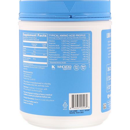 Kollagentillskott, Fog, Ben, Kosttillskott: Vital Proteins, Collagen Peptides, Unflavored, 1.25 lbs (567 g)