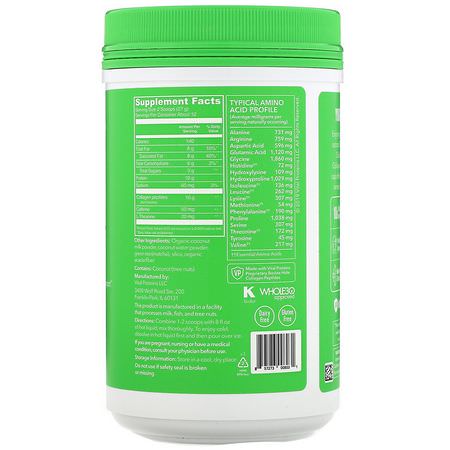 Kollagentillskott, Fog, Ben, Kosttillskott: Vital Proteins, Matcha Collagen Latte, Unflavored, 11.6 oz (329 g)