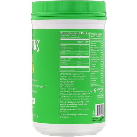 Kollagentillskott, Fog, Ben, Kosttillskott: Vital Proteins, Matcha Collagen, Original Matcha, 12 oz (341 g)