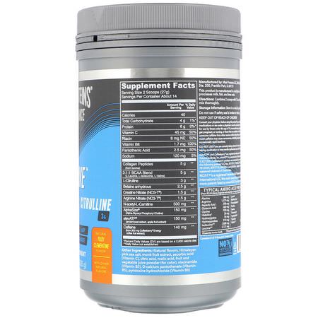 Stimulant, Kosttillskott Före Träning, Sportnäring: Vital Proteins, Performance, PreWave, Natural Yuzu Clementine, 13.5 oz (383 g)