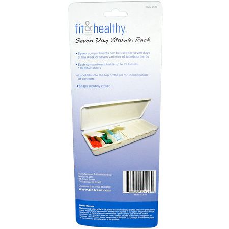 Pill Organizers, First Aid, Medicine Cabinet, Bath: Vitaminder, Fit & Healthy, Seven Day Vitamin Pack