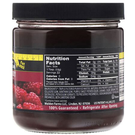Fruktpåslag, Konserver, Uppslag, Knappar: Walden Farms, Raspberry Fruit Spread, 12 oz (340 g)