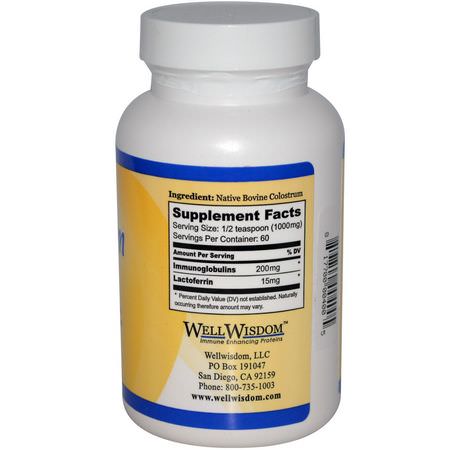 Colostrum, Digestion, Supplements: Well Wisdom, Bioactive Colostrum Powder, 2.1 oz (60 g)