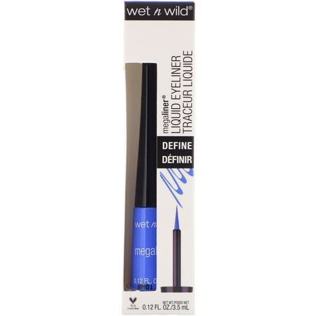 Eyeliner, Eyes, Makeup: Wet n Wild, MegaLiner Liquid Eyeliner, Voltage Blue, 0.12 fl oz (3.5 ml)