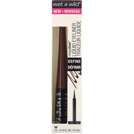 Eyeliner, Eyes, Makeup: Wet n Wild, MegaLiner Metallic Liquid Eyeliner, Metallic Brown, 0.12 fl oz (3.5 ml)