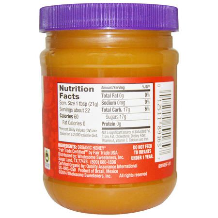Sötningsmedel, Honung: Wholesome, Organic Raw Honey, 16 oz (454 g)