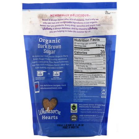 Socker, Sötningsmedel, Honung: Wholesome, Organic Dark Brown Sugar, 1.5 lbs (24 oz.) - 680 g