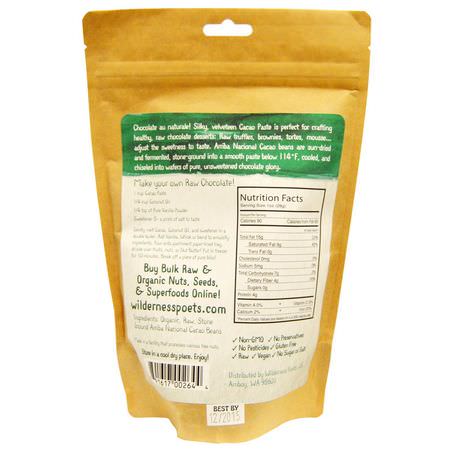 Cacao, Superfoods, Green, Supplements: Wilderness Poets, Arriba Nacional Cacao Paste, 8 oz (226.8 g)