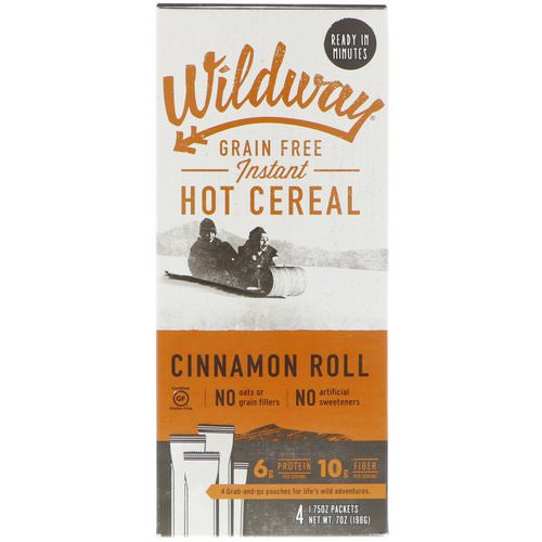 Wildway, Grain Free Instant Hot Cereal, Cinnamon Roll, 4 Packets, 1.75 oz (50 g) Each Review