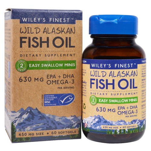 Wiley's Finest, Wild Alaskan Fish Oil, Easy Swallow Minis, 450 mg, 60 Softgels Review