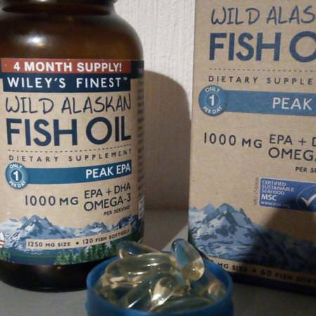 Wiley's Finest, Wild Alaskan Fish Oil, Peak EPA, 1250 mg, 30 Fish Softgels