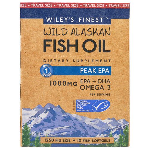 Wiley's Finest, Wiley's Finest, Wild Alaskan Fish Oil, Peak EPA, 1250 mg, 10 Fish Softgels Review