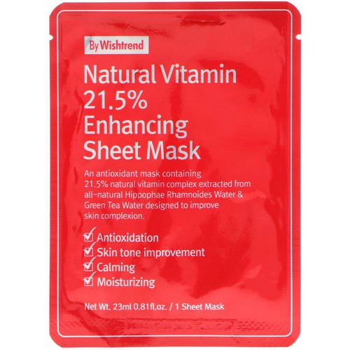 Wishtrend, Natural Vitamin 21.5% Enhancing Sheet Mask, 1 Mask, 0.81 fl oz (23 ml) Review