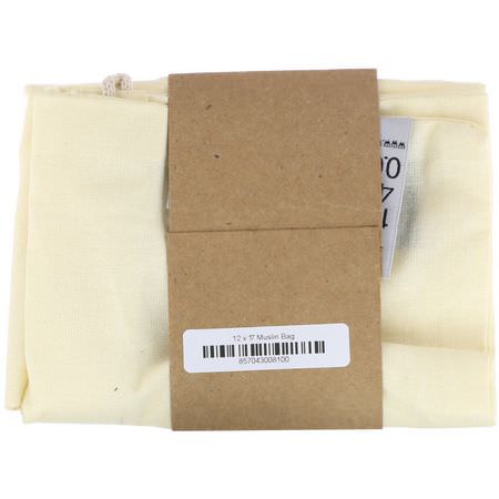 Shoppingväskor, Hushållsartiklar, Hem: Wowe, Certified Organic Cotton Muslin Bag, 1 Bag, 12 in x17 in