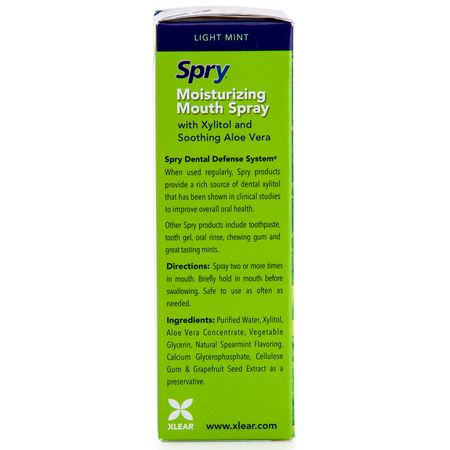 Spray, Skölj, Munvatten, Munvård: Xlear, Spry, Moisturizing Mouth Spray, Light Mint, 2 Pack, 4.5 fl oz (134 ml)