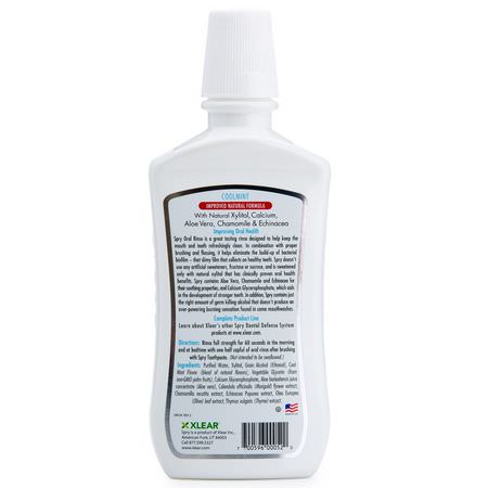 Spray, Skölj, Munvatten, Munvård: Xlear, Spry, Oral Rinse, Cool Mint, 16 fl oz (473 ml)