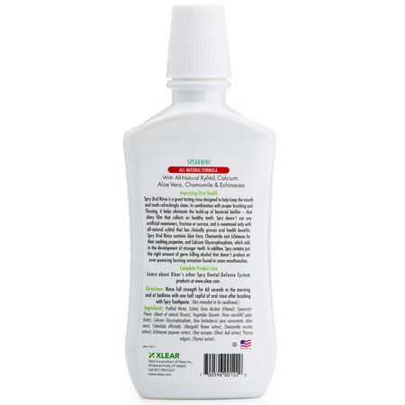 Spray, Skölj, Munvatten, Munvård: Xlear, Spry, Oral Rinse, Spearmint, 16 fl oz (473 ml)