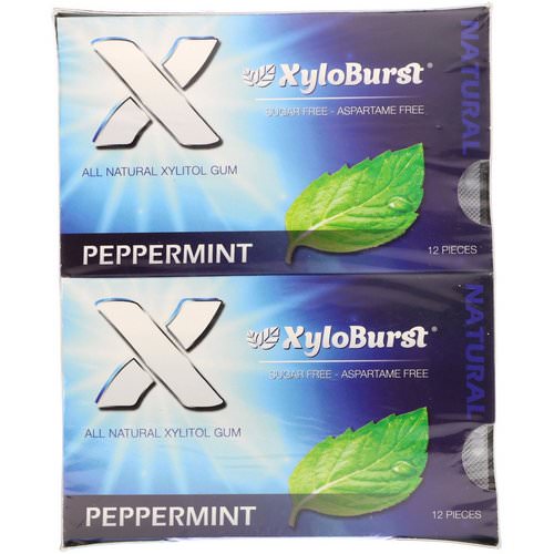 Xyloburst, All Natural Xylitol Gum, Peppermint, 12 Packs, 12 Pieces per Pack Review