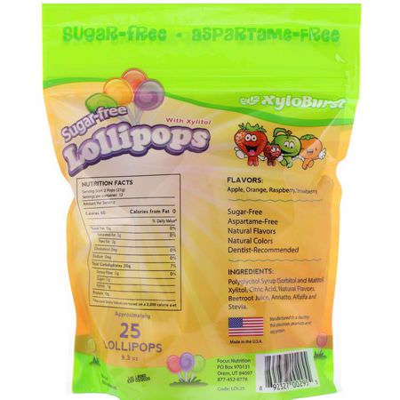 Godis, Choklad: Xyloburst, Sugar-Free Lollipops with Xylitol, Assorted Flavors, Approximately 25 Lollipops (9.3 oz)