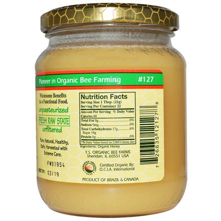 Sötningsmedel, Honung: Y.S. Eco Bee Farms, 100% Certified Organic Raw Honey, 1.0 lb (454 g)