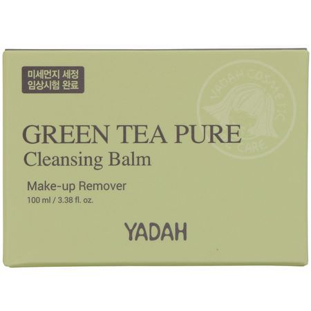 Torkdukar, Makeupborttagare, Rengöringsmedel, Hudvård: Yadah, Green Tea Pure Cleansing Balm, 3.38 fl oz (100 ml)