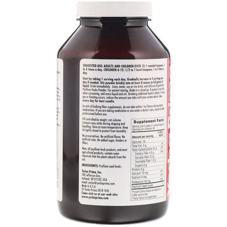 Psyllium Husk, Fiber, Digestion, Supplements: Yerba Prima, Psyllium Husks Powder, 12 oz (340 g)