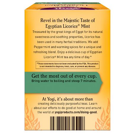 Pepparmintte, Lakritte Te: Yogi Tea, Egyptian Licorice Mint, Caffeine Free, 16 Tea Bags, 1.12 oz (32 g)