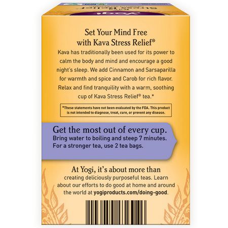 Medicinska Teer, Örtte Te: Yogi Tea, Kava Stress Relief, Caffeine Free, 16 Tea Bags, 1.27 oz (36 g)