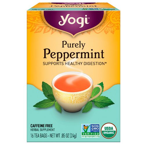Yogi Tea, Organic, Purely Peppermint, Caffeine Free, 16 Tea Bags, .85 oz (24 g) Review